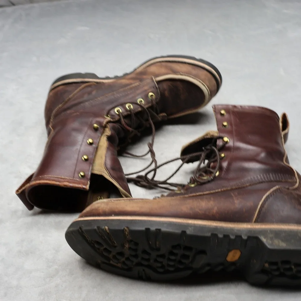 Filson Men 9.5D Work Uplander Boots Brn Moc Toe Leather Lug Sole Rugged Lace VTG